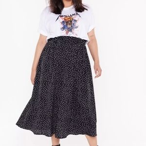 Nasty Gal Plus Size Polka Dot Midi Skirt